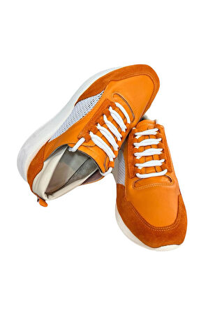 Oranj Hakiki Deri File Detay Spor Ayakkabı
