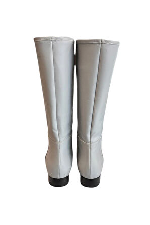 Gri Hakiki Deri Kısa Boy Çizme 