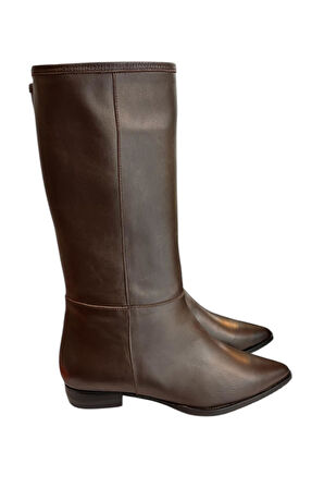 Kahve Hakiki Deri Kısa Boy Çizme 