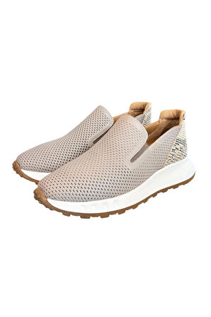 Vizon Hakiki Deri Yanları Lastikli Comfort Taban Sneaker