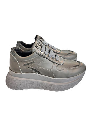 Gri Hakiki Deri Comfort Taban Sneaker