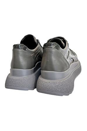 Gri Hakiki Deri Comfort Taban Sneaker