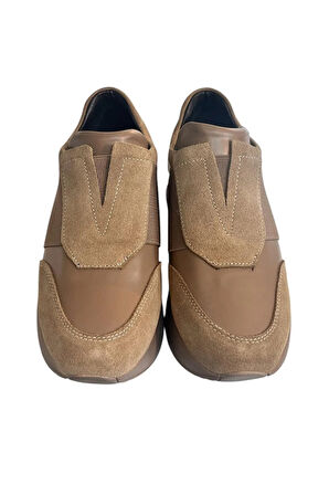 Bej Hakiki Deri Comfort Taban Sneaker