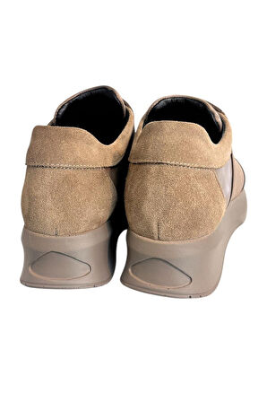 Bej Hakiki Deri Comfort Taban Sneaker
