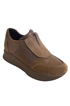 Bej Hakiki Deri Comfort Taban Sneaker