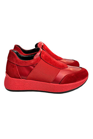 Kırmızı Hakiki Deri Comfort Taban Sneaker