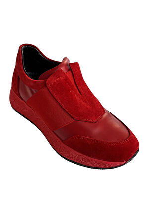 Kırmızı Hakiki Deri Comfort Taban Sneaker