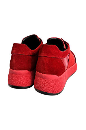 Kırmızı Hakiki Deri Comfort Taban Sneaker