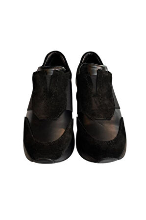 Siyah Hakiki Deri Comfort Taban Sneaker