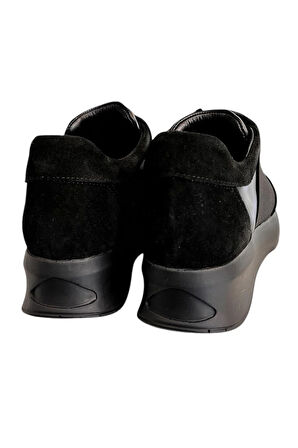 Siyah Hakiki Deri Comfort Taban Sneaker