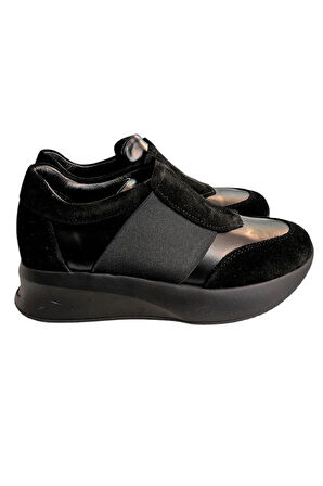 Siyah Hakiki Deri Comfort Taban Sneaker