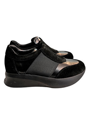 Siyah Hakiki Deri Comfort Taban Sneaker