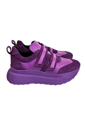 Mor Hakiki Deri Comfort Taban Sneaker