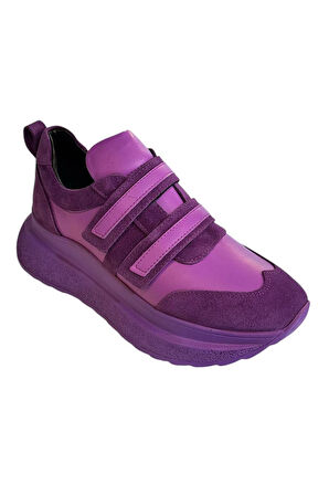 Mor Hakiki Deri Comfort Taban Sneaker