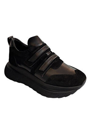 Siyah Hakiki Deri Comfort Taban Sneaker