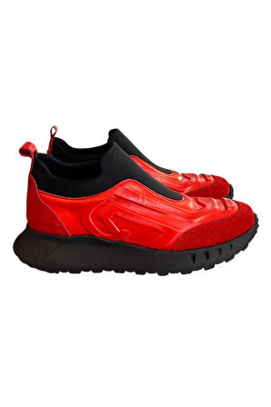 Kırmızı Hakiki Deri Comfort Taban Sneaker