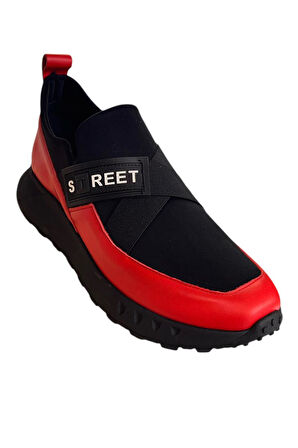 Kırmızı Hakiki Deri Comfort Taban Sneaker