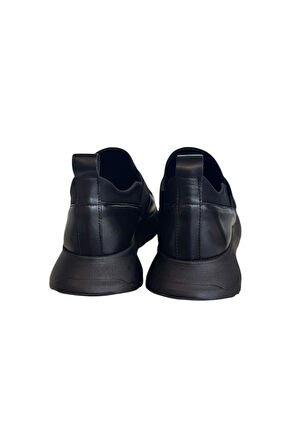 Siyah Hakiki Deri Comfort Taban Sneaker