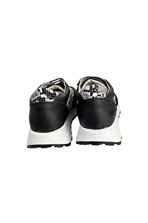 Siyah Hakiki Deri Dantel Detay Comfort Taban Sneaker 
