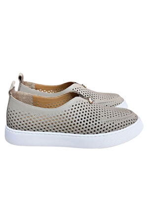 Vizon Hakiki Deri Delikli Hafif Comfort Taban Sneaker
