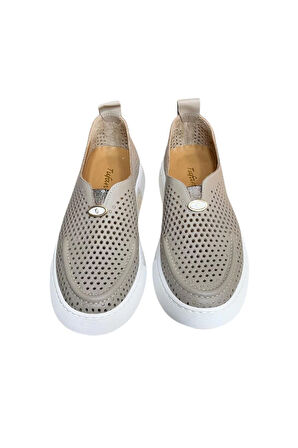 Vizon Hakiki Deri Delikli Hafif Comfort Taban Sneaker