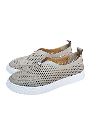 Vizon Hakiki Deri Delikli Hafif Comfort Taban Sneaker