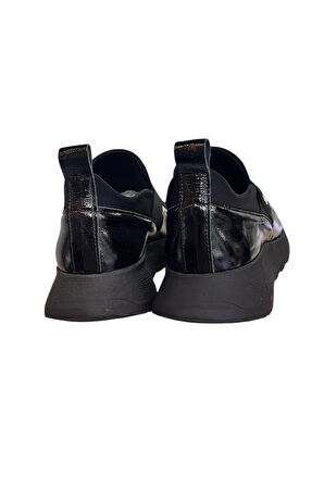 Siyah Rugan Hakiki Deri Comfort Taban Sneaker