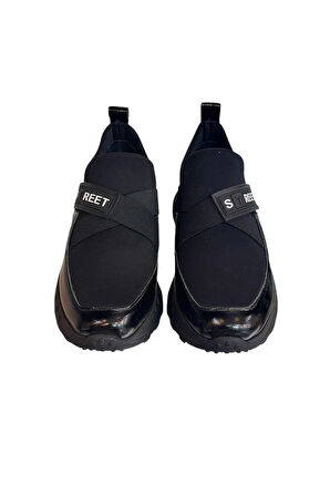 Siyah Rugan Hakiki Deri Comfort Taban Sneaker