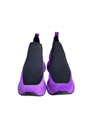 Mor  Hakiki Deri Süet Strech Yüzlü Bilekte Sneaker