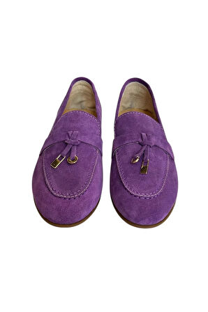 Mor Hakiki Süet Deri Loafer