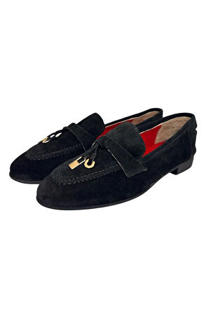 Siyah Hakiki Süet Deri Loafer