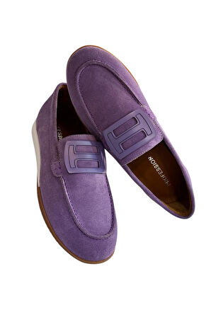 Lila Hakiki Süet Deri Toka Detay Comfort Günlük Ayakkabı