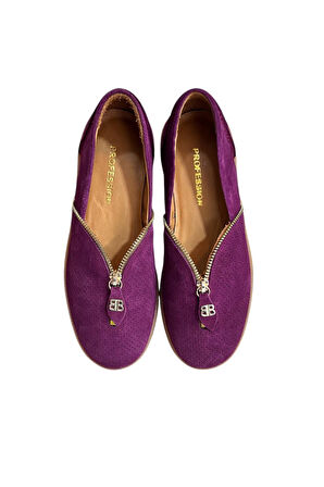 Mürdüm Hakiki Süet Deri Fermuar Detay Comfort Günlük Ayakkabı