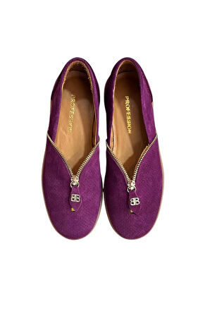 Mürdüm Hakiki Süet Deri Fermuar Detay Comfort Günlük Ayakkabı