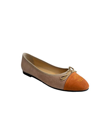 Pudra Hakiki Süet Deri Oranj Burun Babet