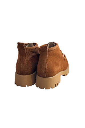 Taba Hakiki Deri Süet Bağcıklı Bot