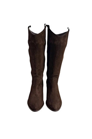 Kahve Hakiki Süet Western Çizme