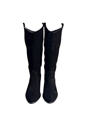 Siyah Hakiki Süet Western Çizme