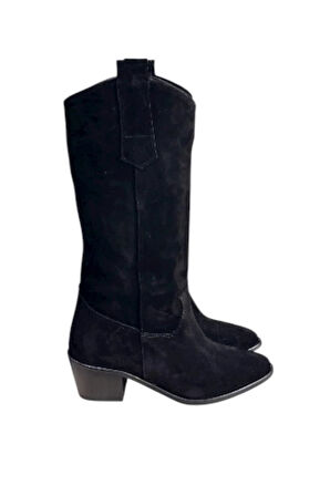 Siyah Hakiki Süet Western Çizme