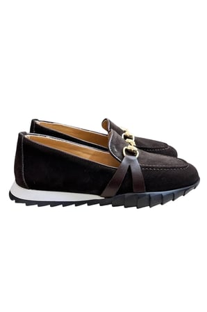Kahve Hakiki Deri Süet Toka Detay Comfort Taban Spor Loafer