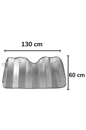 Araba Ön Cam Güneşliği Vantuzlu Alüminyum Katlanabilir Güneşten Koruyucu Güneşlik 130x60 Cm