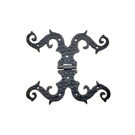 Antika Tarz Dekoratif Pirinç Süslü Menteşe - 190x170 mm, Oksit