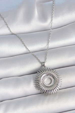 316L Çelik Gümüş Renk Zincir Zirkon Taşlı Nova Yıldız Model Kadın Kolye - TJ-BKO10046