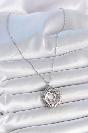 316L Çelik Gümüş Renk Zincir Zirkon Taşlı Nova Yıldız Model Kadın Kolye - TJ-BKO10046