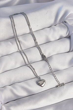 316L Çelik Gümüş Renk Kalp Model Love Kolye - TJ-BKO8932