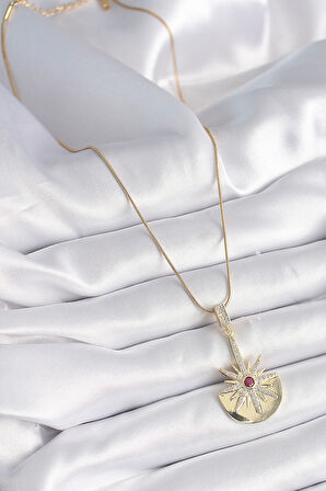 316L Çelik Gold Renk Zirkon Taşlı Yıldız Model Kadın Kolye - TJ-BKO9518