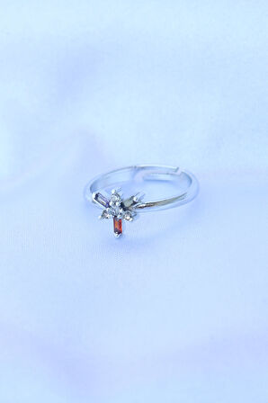 Pirinç Gümüş Renk Ayarlanabilir Renkli Zirkon Taşlı Yusufçuk Yüzük - TJ-BYK3185