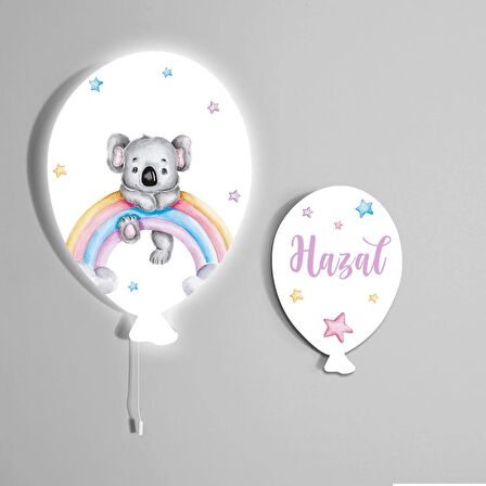 Koala Desenli  Çocuk Odası Balon Duvar Aydınlatma