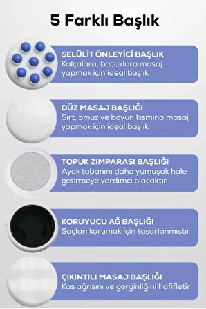 5 Başlıklı Çok Fonksiyonlu Titreşimli Selülit Cihazı Tüm Vücut Masaj Aleti