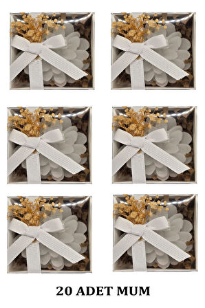 20 Adet Söz Nişan Kına Sünnet Mevlüt Kına Doğum Günü Hediyelik Kutulu Çiçek Mum